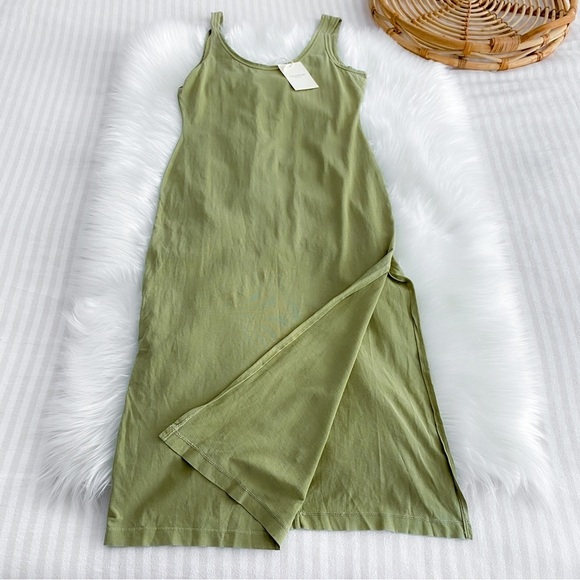 Tularosa Green The Willa Tank Dress Palm Green Shirt Midi Dress Slit NEW XS NWT - Picture 9 of 16